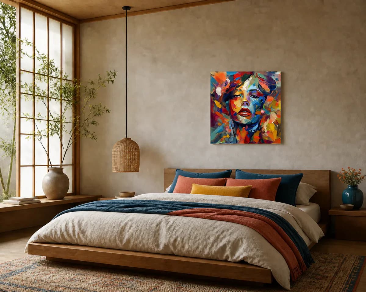 In Her Own Colours displayed in a bedroom