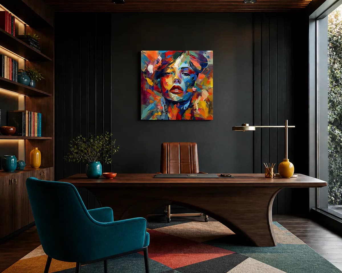 In Her Own Colours displayed in a office