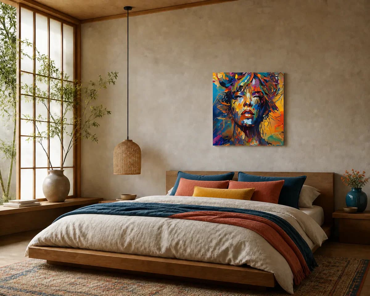 Behind the Layers displayed in a bedroom