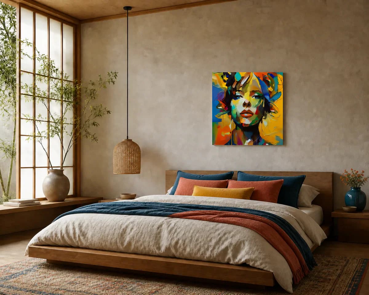 Attentive Silence displayed in a bedroom