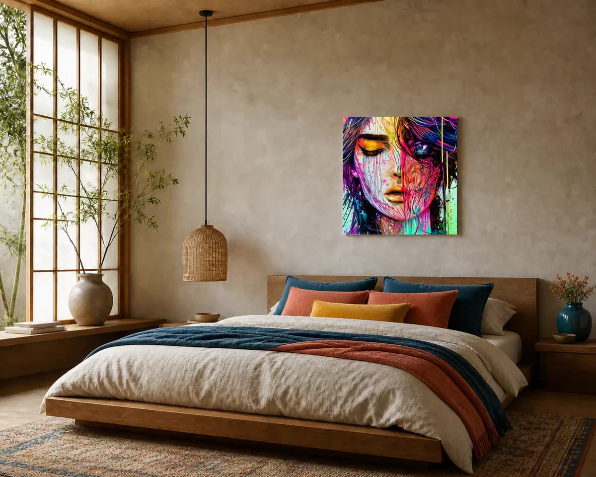 Two Ways of Seeing displayed in a bedroom