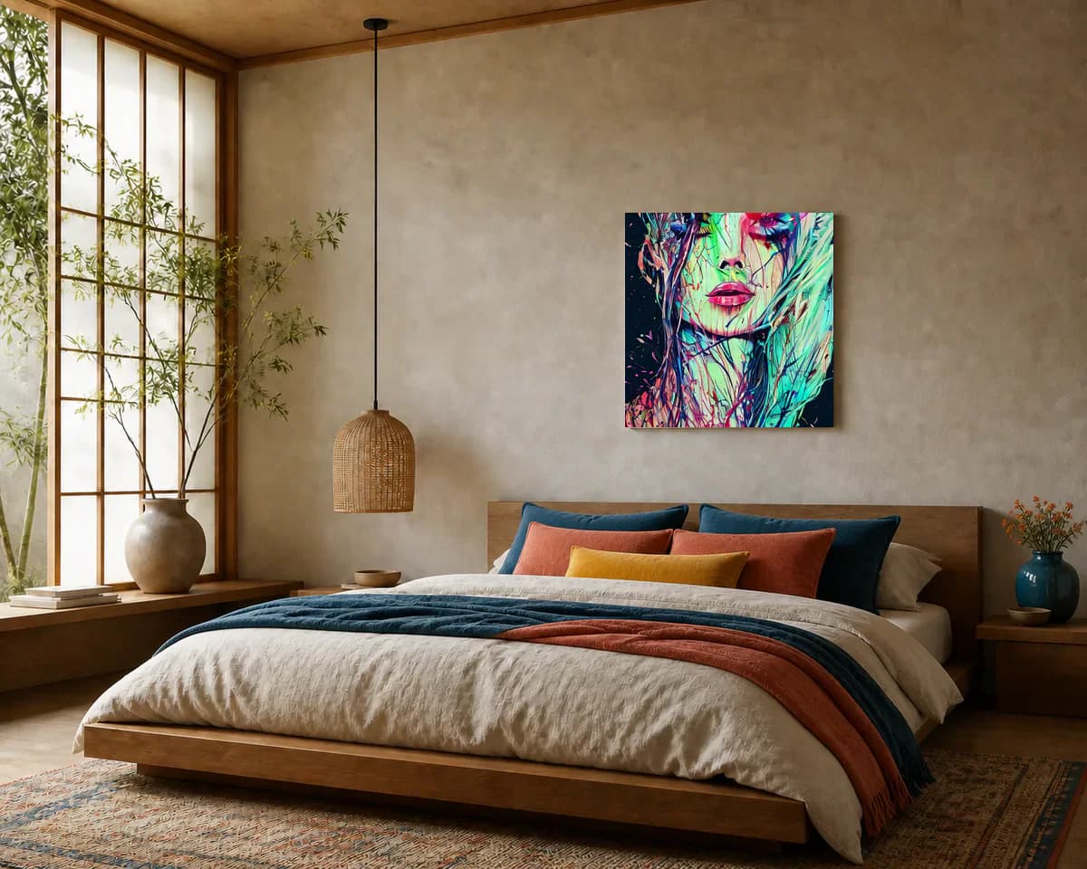 Living Weave displayed in a bedroom