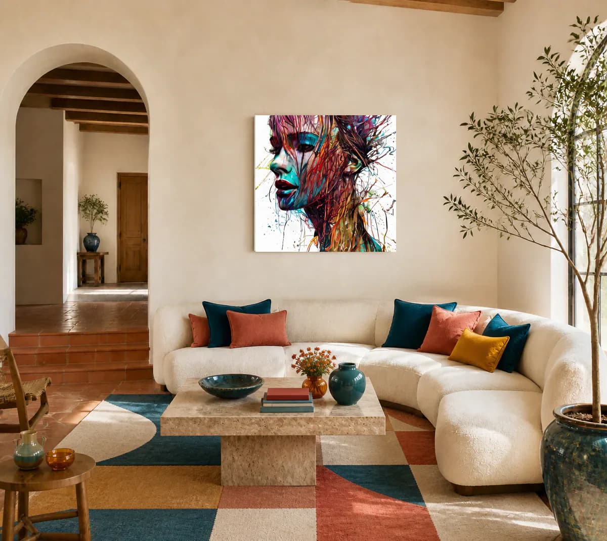 Flowing Inward displayed in a living room