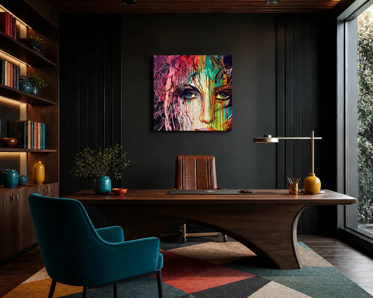Confession in Colour displayed in a office