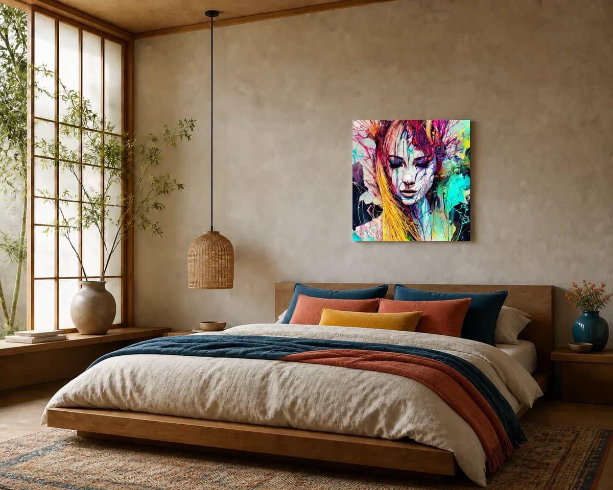 A World Drifting into Dreams displayed in a bedroom