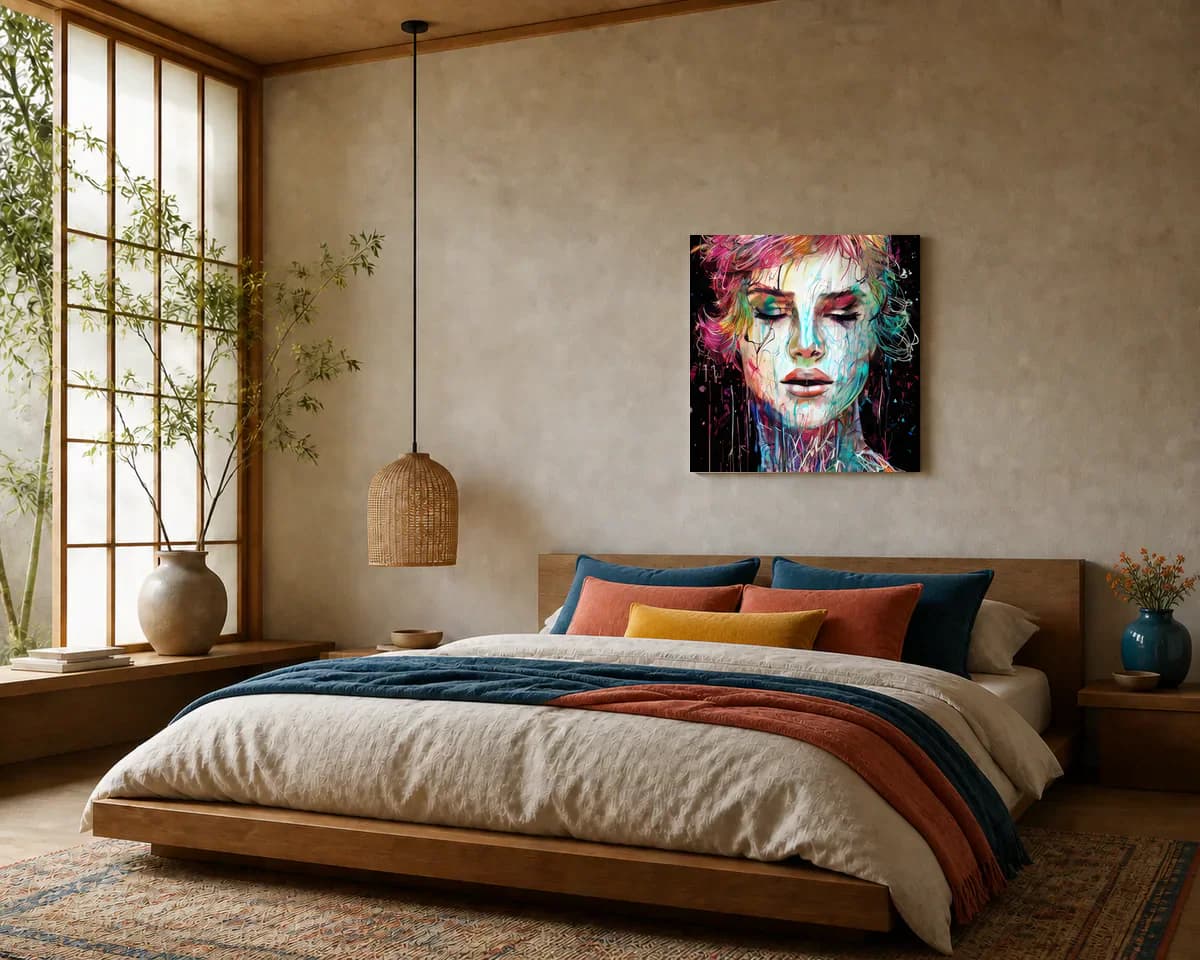 The Light Remains Within displayed in a bedroom