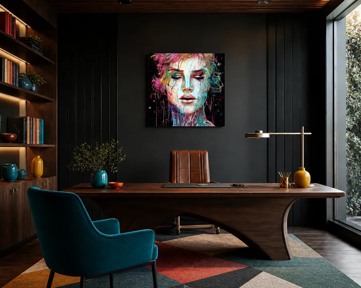 The Light Remains Within displayed in a office