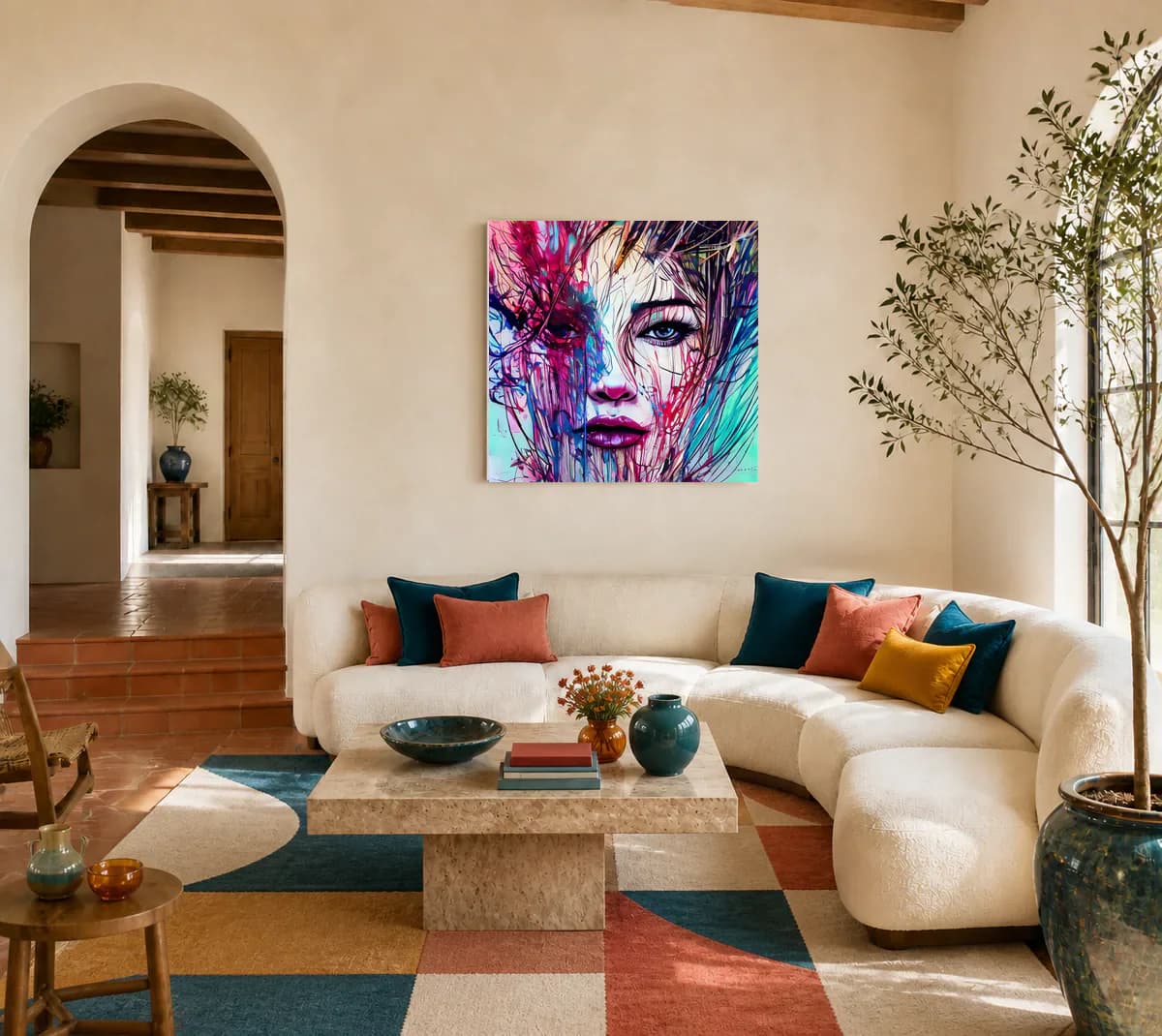 Facing the Unspoken displayed in a living room