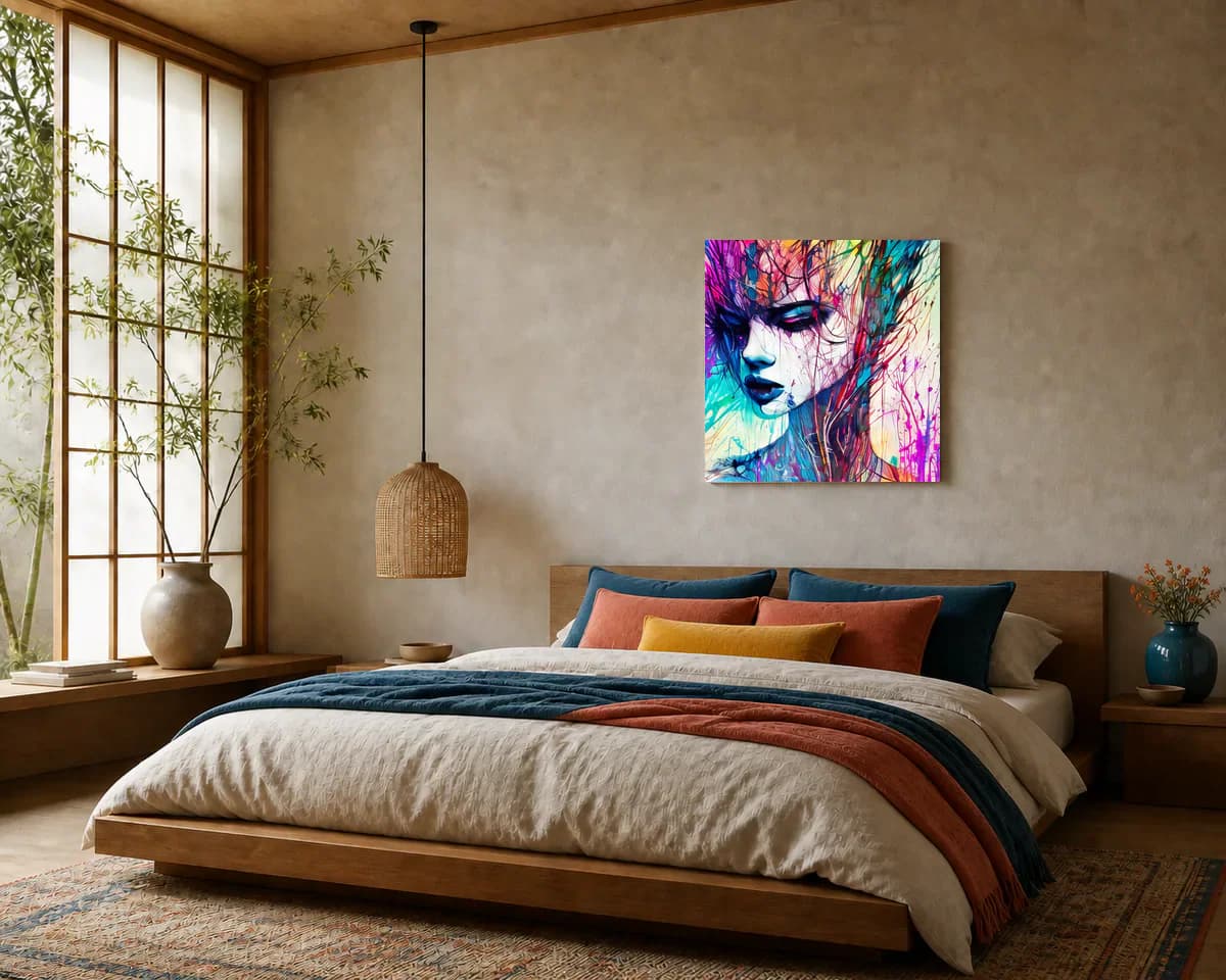 The Arc of Letting Go displayed in a bedroom